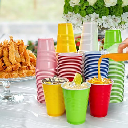 Goaste 240-Pack Colorful 16oz Disposable Plastic Party Cups - Perfect for Events & Gatherings