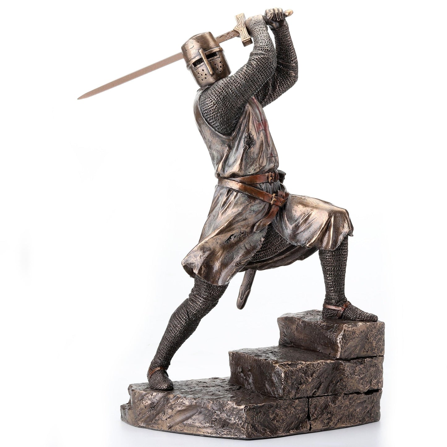 Veronese Design 12 Inch Crusader Templar Knight Wielding Great Sword Cold Cast Resin Bronze Finish Statue Warrior Figurine