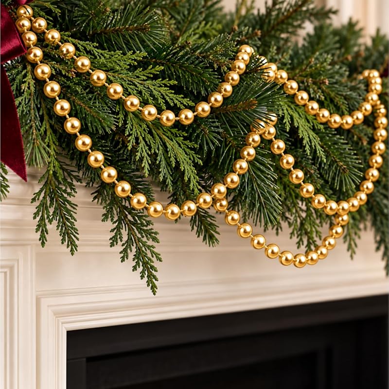 Variation of THIS listing: WILLBOND 99 ft Gold Beaded Garland for Christmas Tree - Faux Pearl Bead