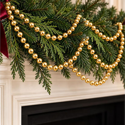 Variation of THIS listing: WILLBOND 99 ft Gold Beaded Garland for Christmas Tree - Faux Pearl Bead