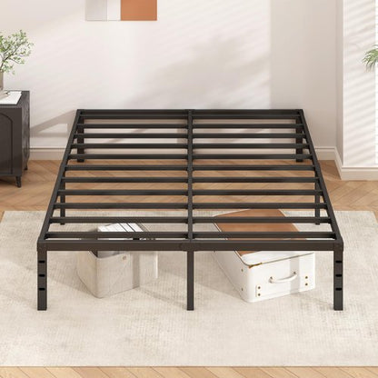 HLIPHA Metal Platform Bed Frame 16 Inch Tall,No Box Spring Needed,King Size Bed with Heavy Duty Strong Support Slats,Easy to Assemble,Black