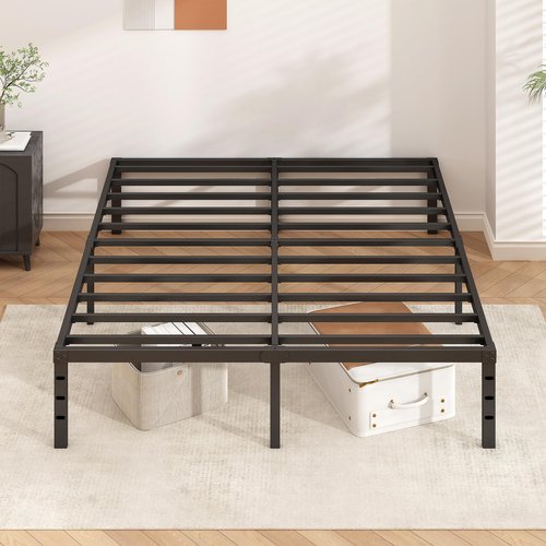 HLIPHA Metal Platform Bed Frame 14 Inch Tall,No Box Spring Needed,Full Size Bed with Heavy Duty Strong Support Slats,Easy to Assemble,Black
