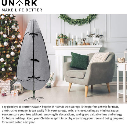 Upright Christmas Tree Storage Bag - Durable Cover for 6.5 Ft to 7.5 Ft Trees | Gray