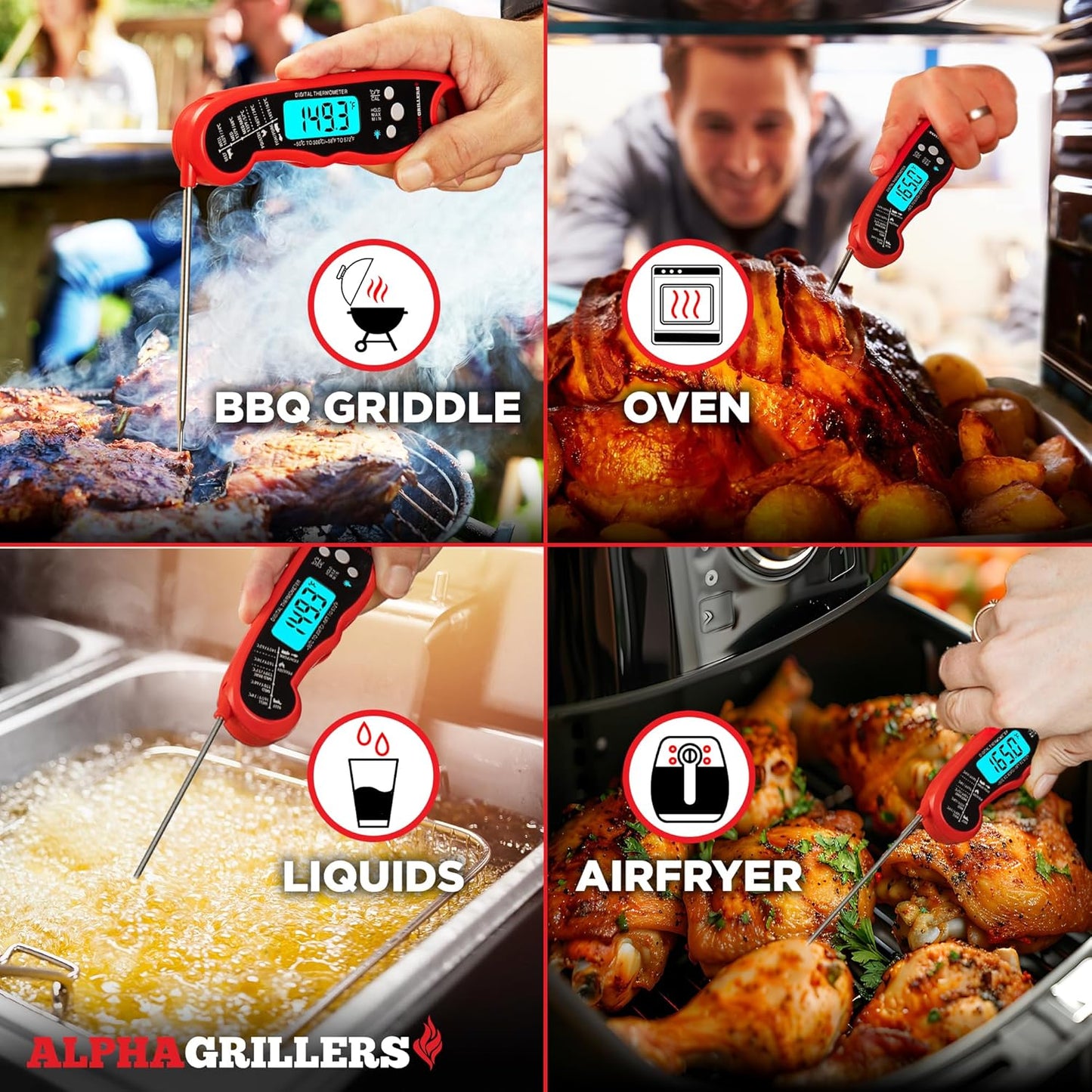 Alpha Grillers Digital Meat Thermometer - Instant Read Food Thermometer for Cooking & Grilling | Perfect Gift for Home Chefs