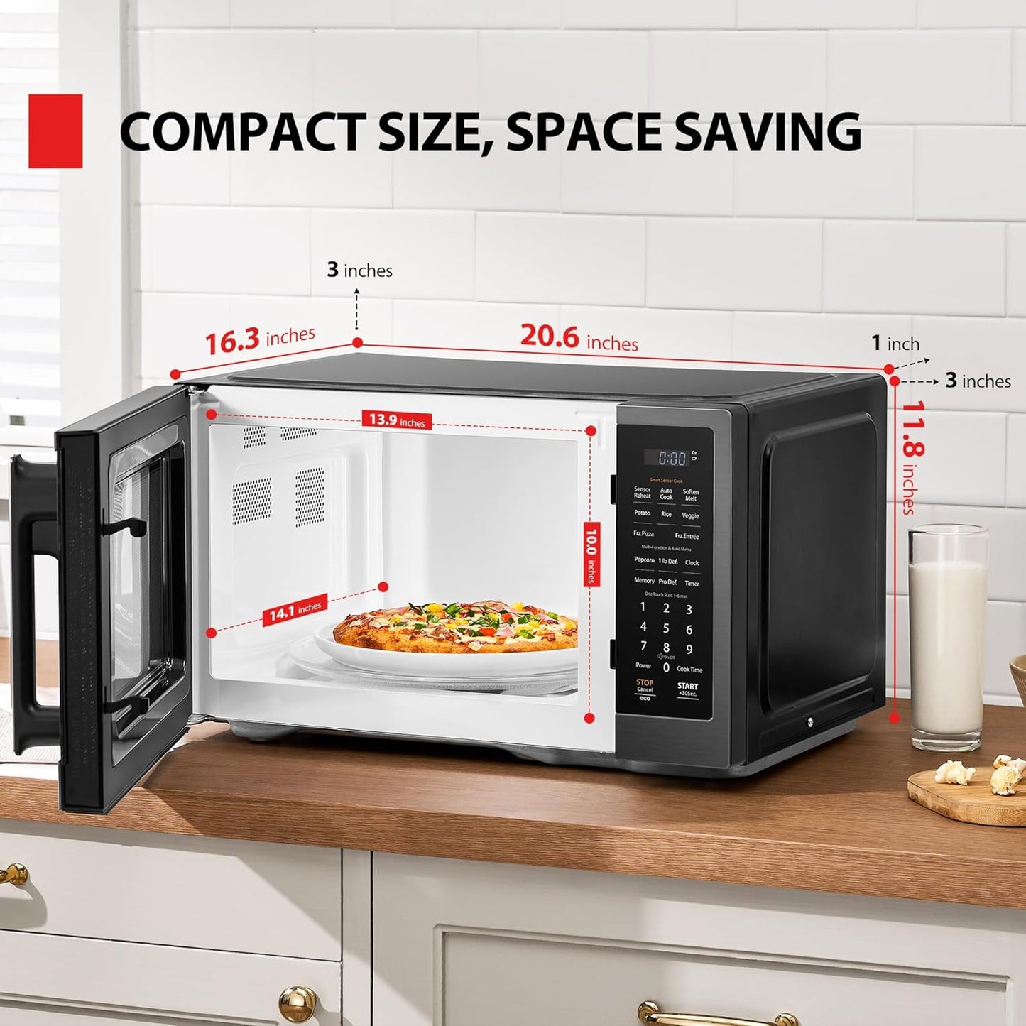 TOSHIBA Countertop Microwave Oven - Smart Sensor, 13 Auto Menus, 1.2 Cu Ft, 1000W | Black Stainless Steel
