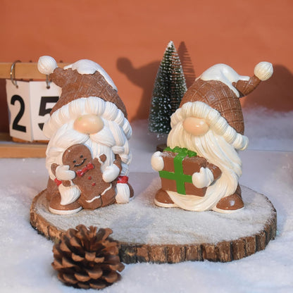 Regine Switzerland Gnome Christmas Decorations - 2Pcs Resin Gingerbread Gnomes | 4.5 Inch Table Decor Gifts for Women