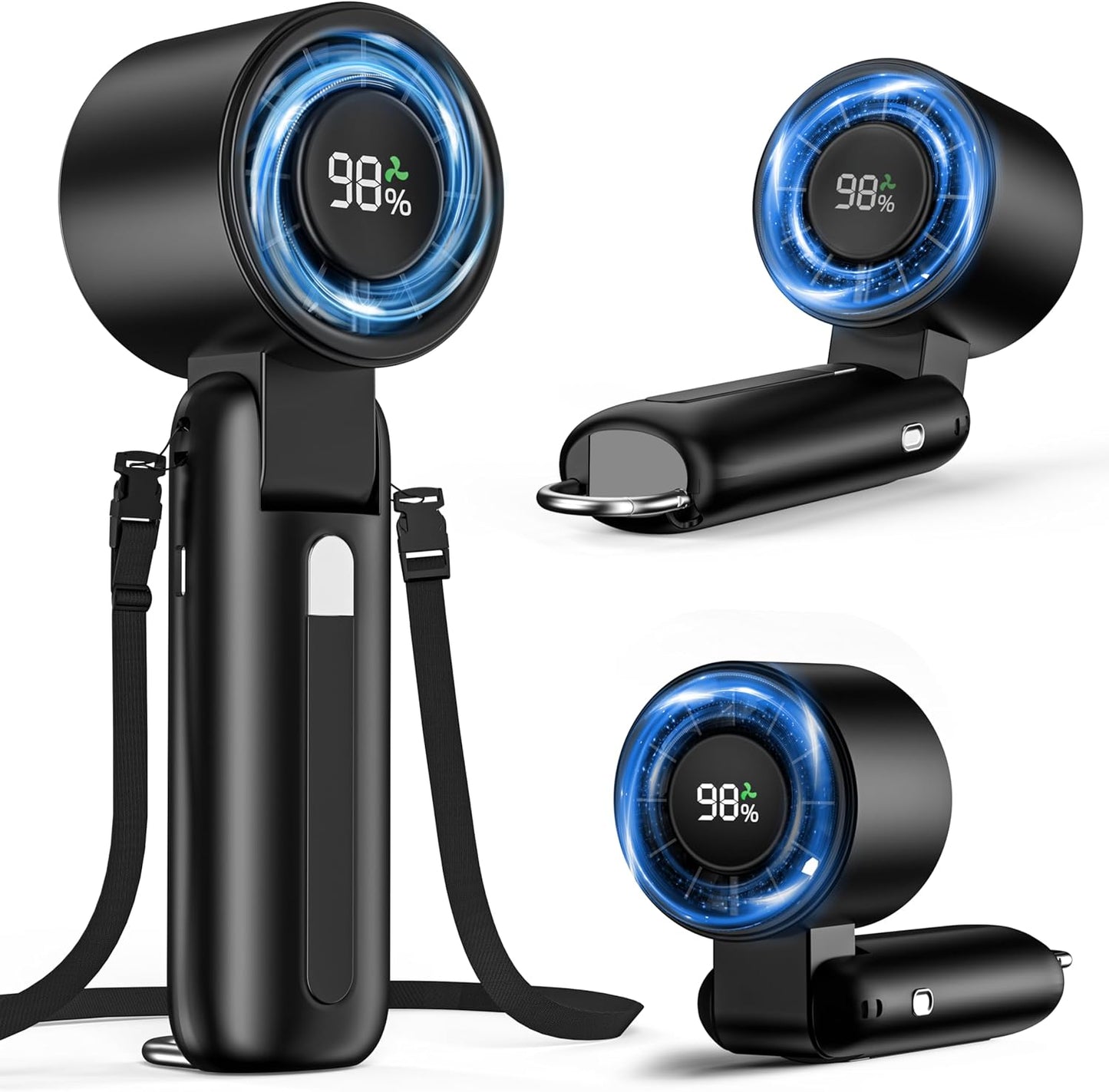 Turbo Fan 4 in 1 by [Brand Name] - High-Speed 10000RPM Handheld Fan | 180° Foldable Design, 15H Use, 5000mAh Battery
