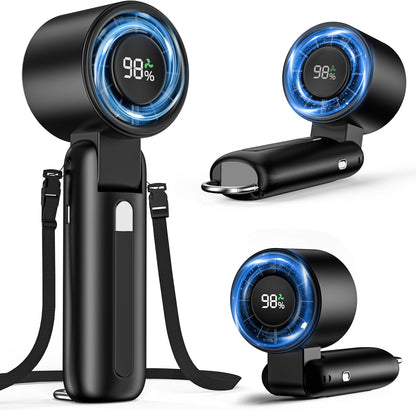 Turbo Fan 4 in 1 by [Brand Name] - High-Speed 10000RPM Handheld Fan | 180° Foldable Design, 15H Use, 5000mAh Battery