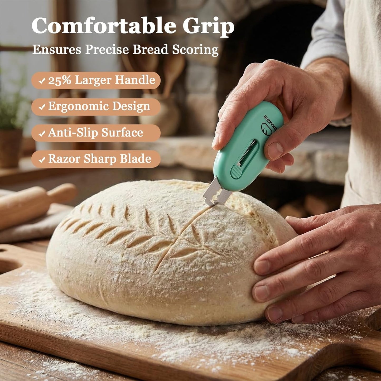 Skiennix 3-Pack Bread Lame - Professional Sourdough Scoring Tool Set with Ergonomic Handle & 10 Blades