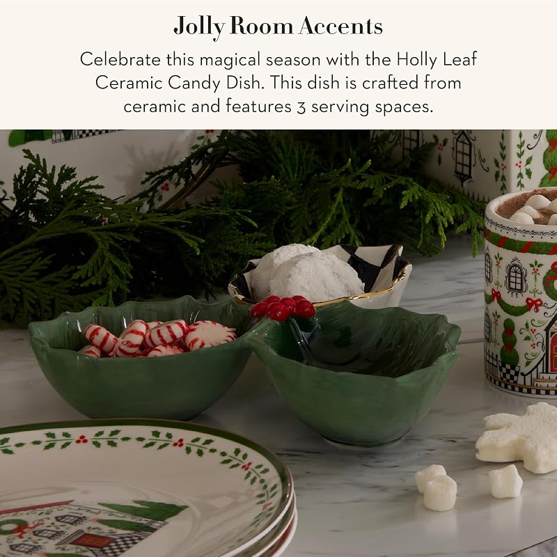 Holly Leaf Ceramic Candy Dish by Mackenzie-Childs