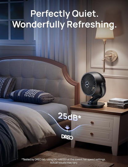 DREO 13-Inch Oscillating Table Fan - Ultra-Quiet Air Circulator with Remote | 120° Tilt & 4 Speeds