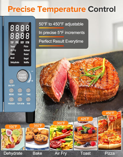 Nuwave Bravo Pro Smart Air Fryer - 10-in-1 Convection Oven with Quicker Crisp Technology | 21QT, Cozy Blue
