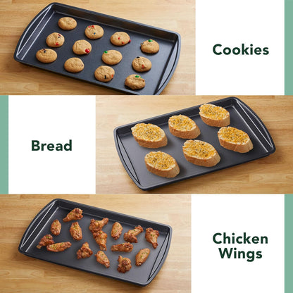 Nifty Cookie & Baking Sheets Set - Non-Stick Steel, Dishwasher & Oven Safe, Includes 3 Sizes