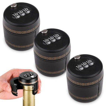 3 PCs Bottle Cap Lock – Bottle Lock Liquor for Wine Security for 1–1.1" Mouth Size, Code Combination, Sealed Lid, Food-Grade Plastic – Reusable, Safe, and Easy for Travel or Home