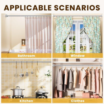 TITGIPE Shower Curtain Rod 27-80 Inches, No Drill Tension Curtain Rod, Adjustable Spring Tension Shower Rods for Bathroom, Kitchens, Windows, No Rust, Silver