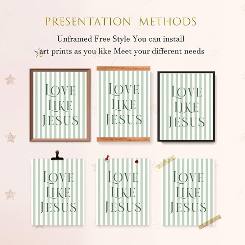 LARTSFRO Coquette Green Bow Wall Art Decor - Inspirational Bible Verses | Set of 4 Unframed 10x8 Inch Pictures for Christian Room Aesthetic