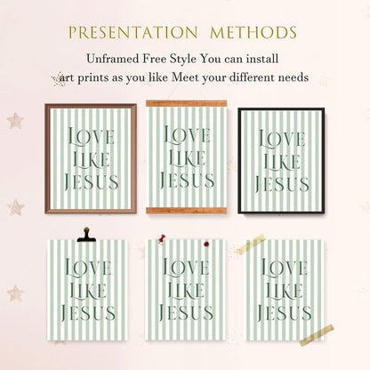 LARTSFRO Coquette Green Bow Wall Art Decor - Inspirational Bible Verses | Set of 4 Unframed 10x8 Inch Pictures for Christian Room Aesthetic