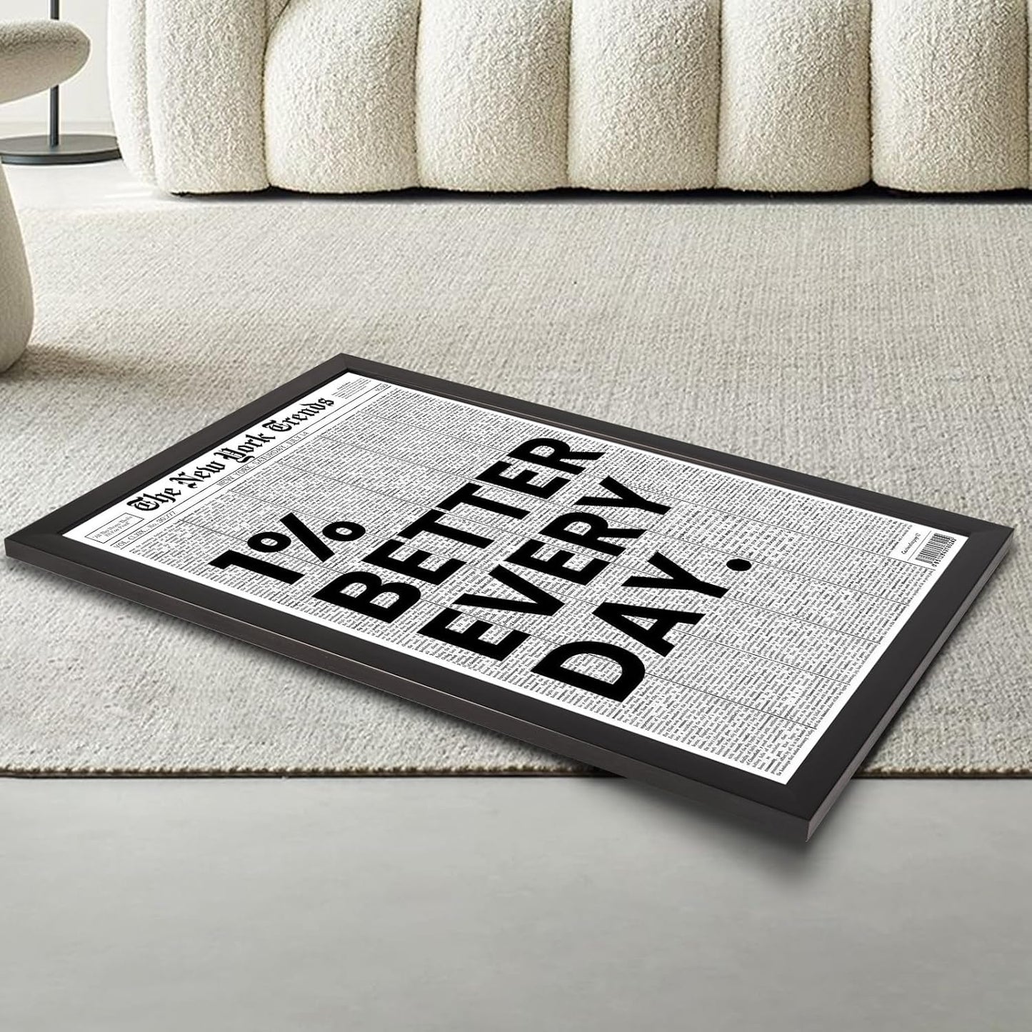 Skiennix Black And White Newspaper Canvas Wall Art - Inspirational Daily Quote Typography | 12x16in Framed Decor