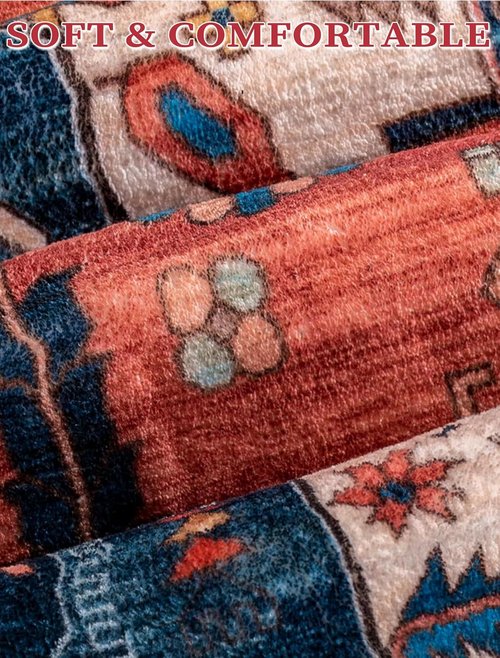 **SERISSA Runner Rug - Washable Non-Slip Kitchen Rug | Vintage Rust Boho Design, 2'6"x10'**