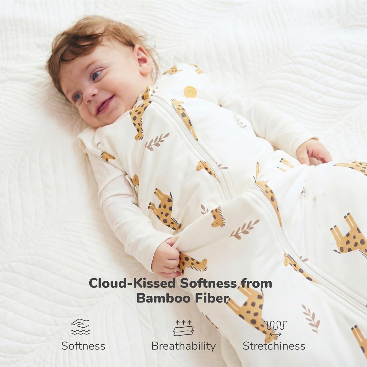 Momcozy Baby Sleep Sack - 1.5 TOG Wearable Blanket with Plush Filling & Two-Way Zipper | Small Giraffe