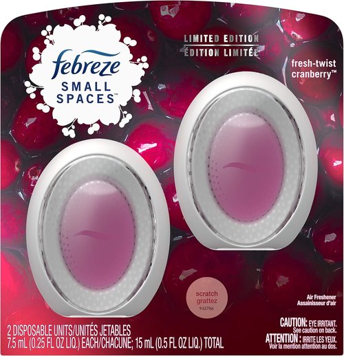 Febreze Small Spaces Air Freshener - Twist Cranberry Scent, 2 Count for Lasting Freshness