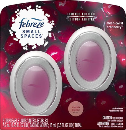 Febreze Small Spaces Air Freshener - Twist Cranberry Scent, 2 Count for Lasting Freshness