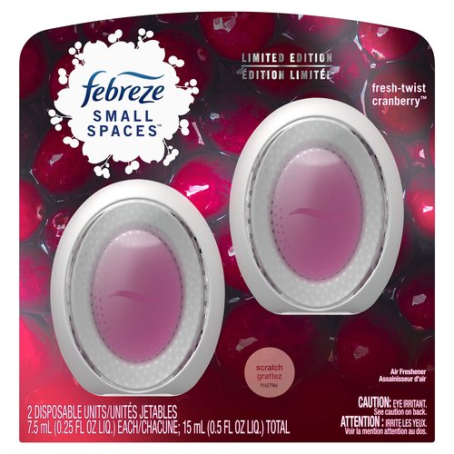 Febreze Small Spaces, Fresh - Twist Cranberry, 2 count