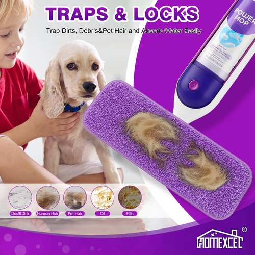 HOMEXCEL Reusable Microfiber Mop Pads for Swiffer PowerMop 8 Pack, Power Mop Pads Refills for 13 ''-15 '' Spray Mop, Machine Washable Pad Replacement for Multi-Surface Floor Cleaning