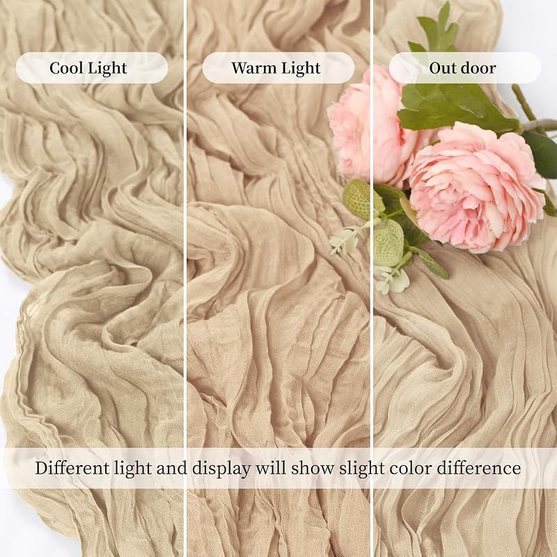 Beige 10 Pack Cheesecloth Table Runner 17 x 108 in - Boho Gauze Decor for Wedding & Party (Variation: Beige+table runner+10 Pack)