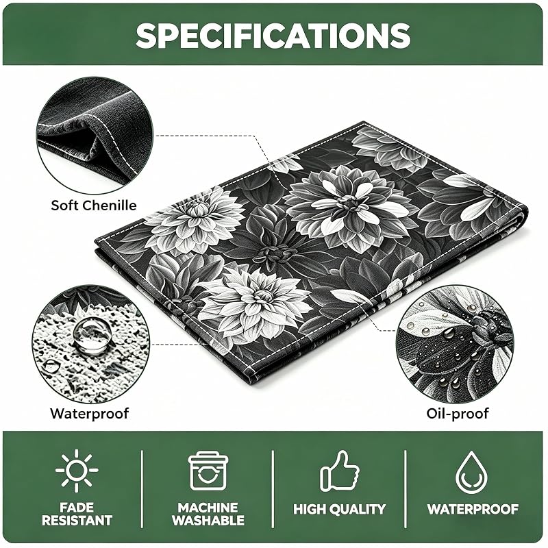OYIMUA Grey Chenille Table Runner 13x72in - Waterproof, Heat-Resistant