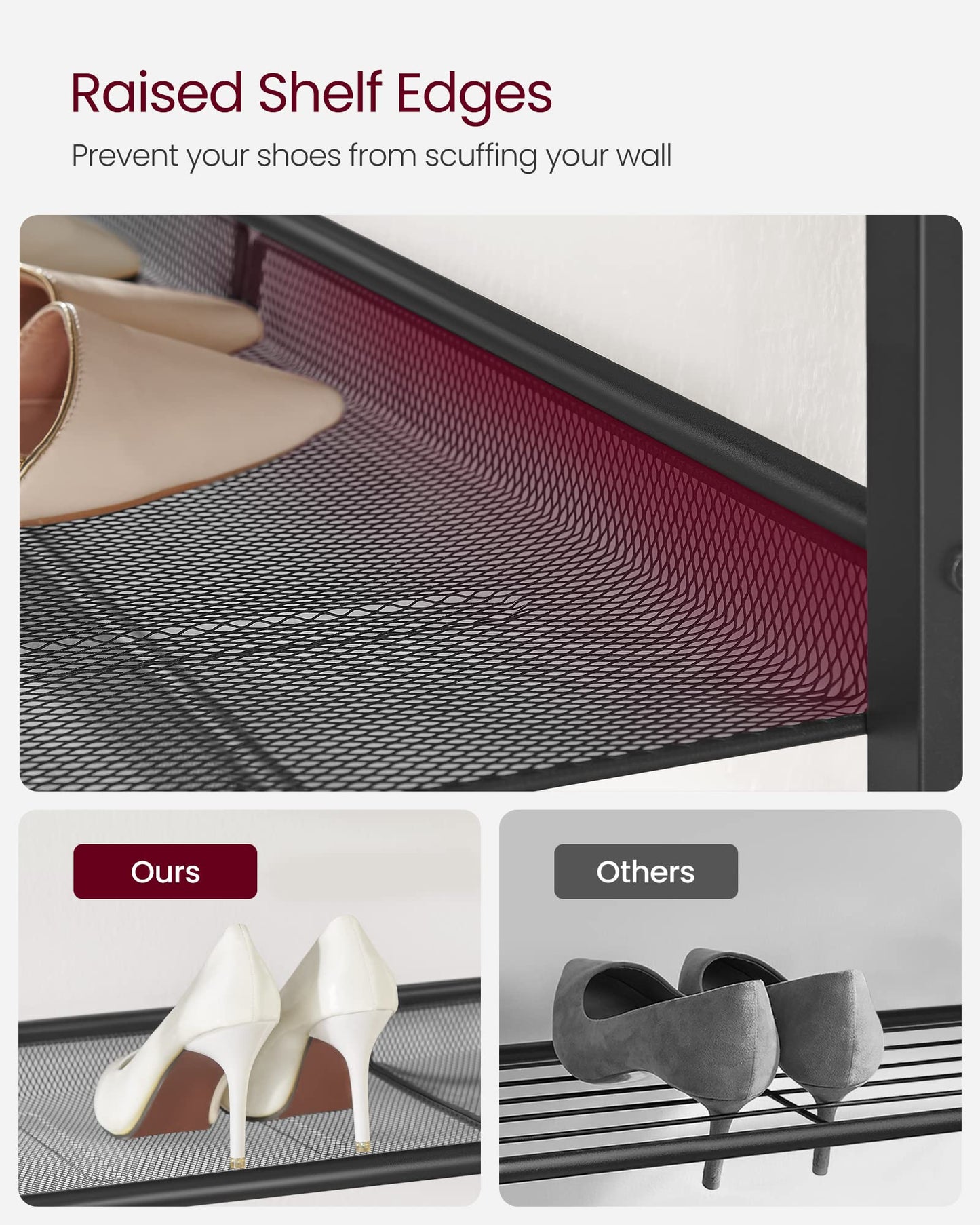 VASAGLE Shoe Rack for Entryway, 4-Tier Shoe Rack Organizer with Storage Shelves and Spacious Top, Freestanding, Adjustable, Industrial, Rustic Brown and Ink Black ULBS040B01