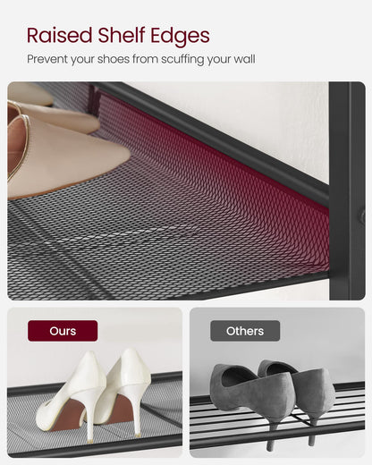 VASAGLE Shoe Rack for Entryway, 4-Tier Shoe Rack Organizer with Storage Shelves and Spacious Top, Freestanding, Adjustable, Industrial, Rustic Brown and Ink Black ULBS040B01