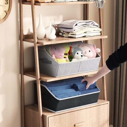 Homsorout Decorative Storage Baskets - Trapezoid Closet Bins with Handles, 6-Pack in Pink