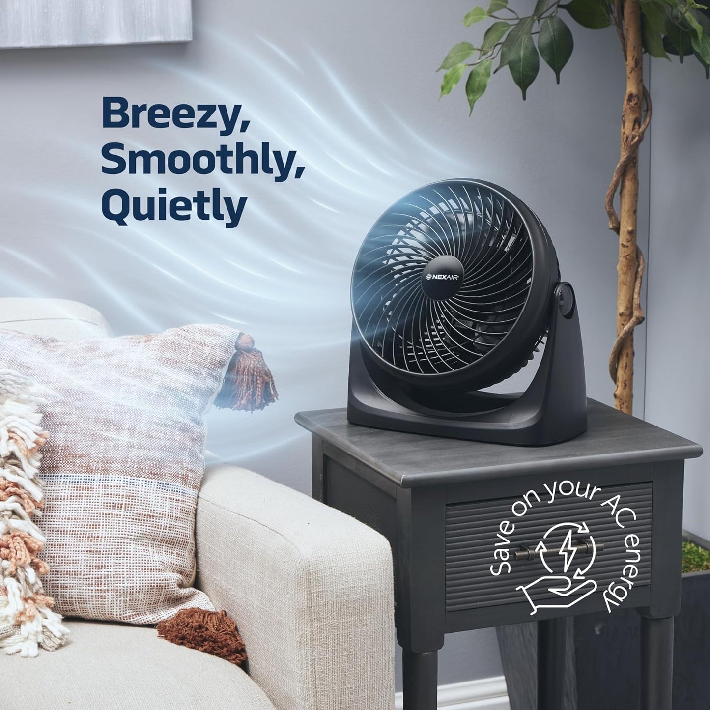 NEXAIR 7" Portable Turbo Fan - 3 Speed Adjustable Air Circulator | Quiet & Durable for Home & Office