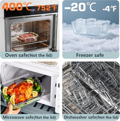 Glass Food Storage Container Set by [Brand Name] - 12 Pack Non-Toxic Borosilicate Meal Prep Containers | Microwave, Oven, Freezer Safe (Gray)