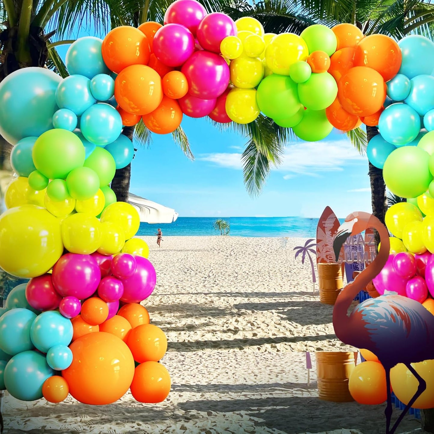 Tropical Balloon Arch Kit - 119 Pcs Hawaiian Latex Balloons for Summer Party Decor | Wedding & Birthday
