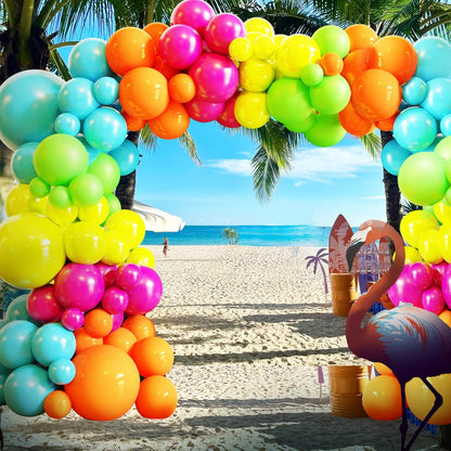 Tropical Balloon Arch Kit - 119 Pcs Hawaiian Latex Balloons for Summer Party Decor | Wedding & Birthday