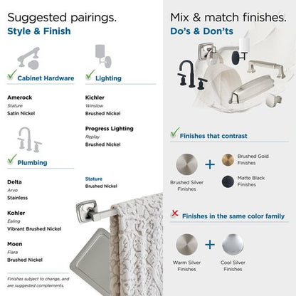 Amerock BH36090G10 | Brushed Nickel Single Robe Hook | 2-1/4 in. (57 mm) Length Towel Holder | Stature | Towel Hook for Bathroom | Bathroom Hardware | Bath Accessories