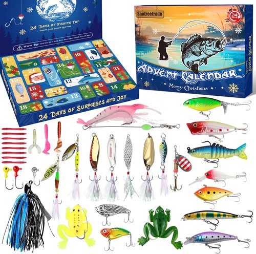 Fishing Advent Calendar 2026 - 24-Day Countdown Fishing Lure Tackle Kit for Men | Perfect Christmas Gift for Dad
