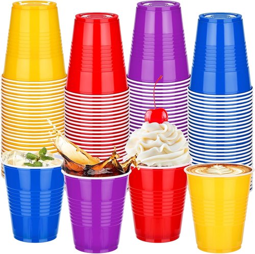 Kochorie 60 Pcs 12 Oz Colorful Plastic Cups - Heavy Duty Disposable Party Drinking Cups for Celebrations