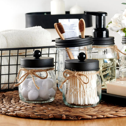 SheeChung Qtip Holders - Stylish Black Bathroom Decor for Cotton Swabs & Accessories | 2 Pack
