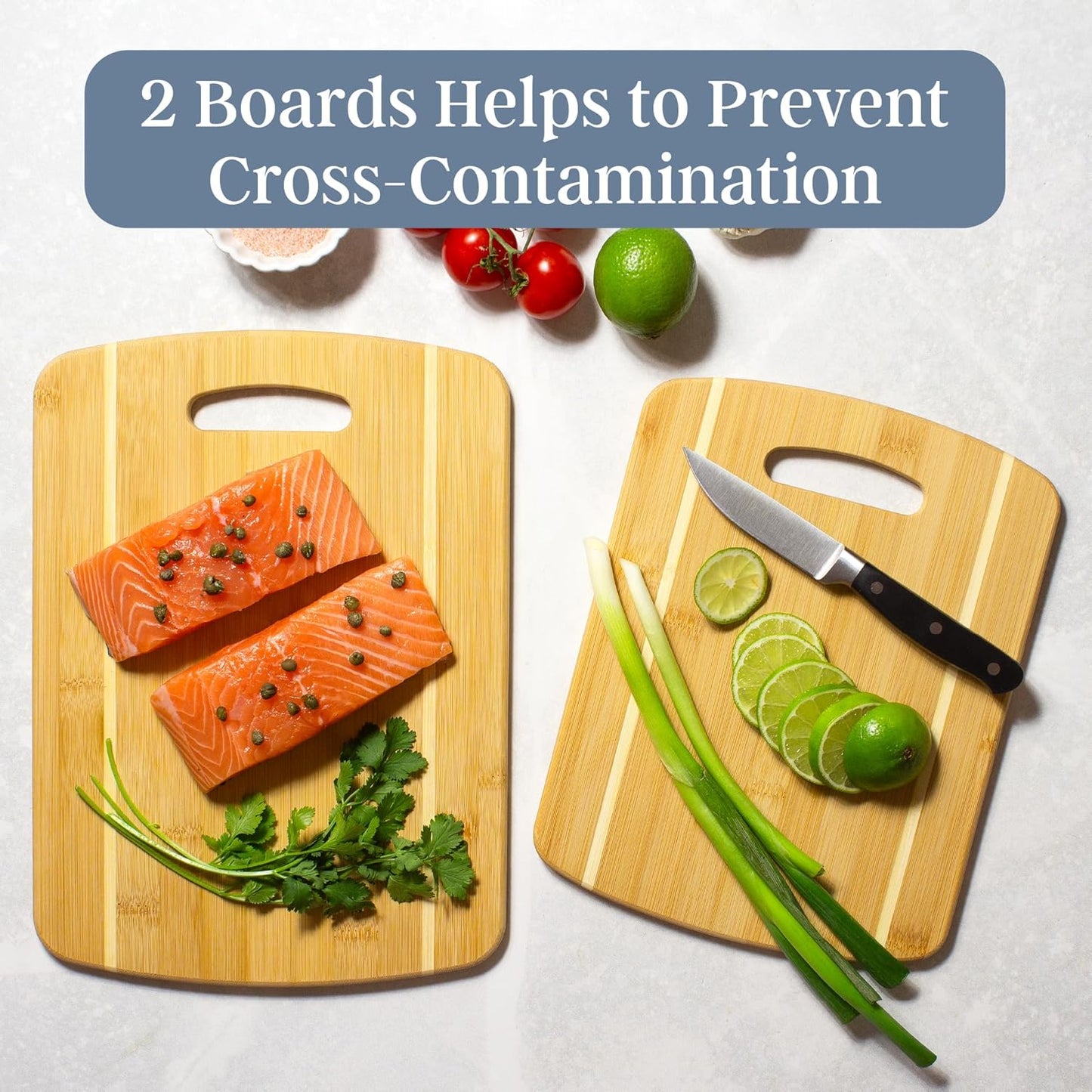Totally Bamboo Cutting Board Set - 2 Assorted Sizes of Eco-Friendly Bamboo Boards for Kitchen