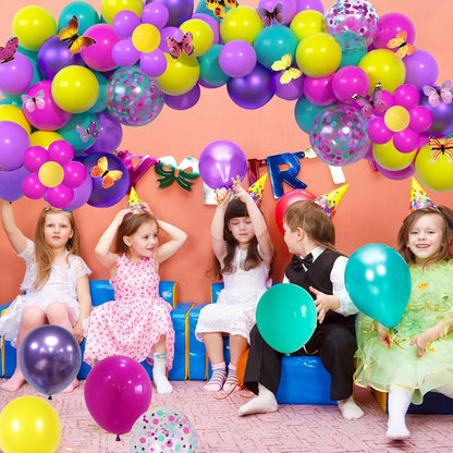 Skiennix 12-Inch Hot Pink, Purple & Teal Balloons - 60 Pcs Metallic Confetti for Kids' Birthday & Baby Shower Party Decor