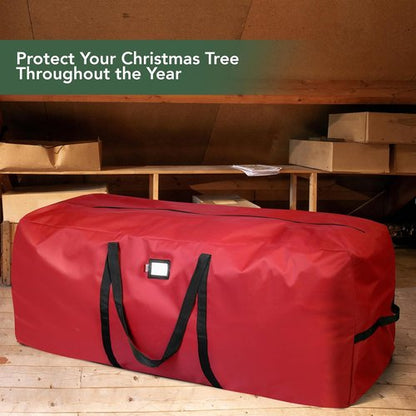 Holiday Cheer Heavy Duty Artificial Christmas Tree Storage Bag - Waterproof, Fits Up to 9ft, Red