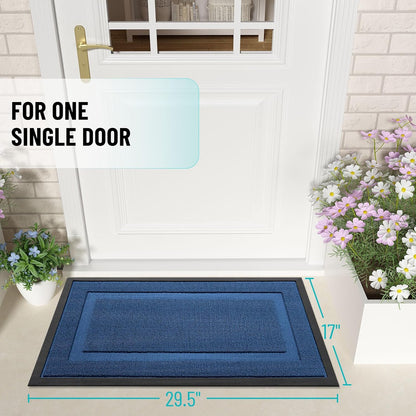 OLANLY Indoor Outdoor Front Door Mat - Waterproof All-Season Doormat, Easy Clean, 29.5x17, Navy Blue