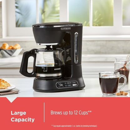 BLACK+DECKER 12-Cup Digital Coffee Maker - Programmable Iced or Hot Coffee, Quick Touch, 4-Hour Keep Warm