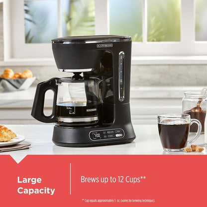 BLACK+DECKER 12-Cup Digital Coffee Maker - Programmable Iced or Hot Brew | Quick Touch & 4-Hour Keep Warm