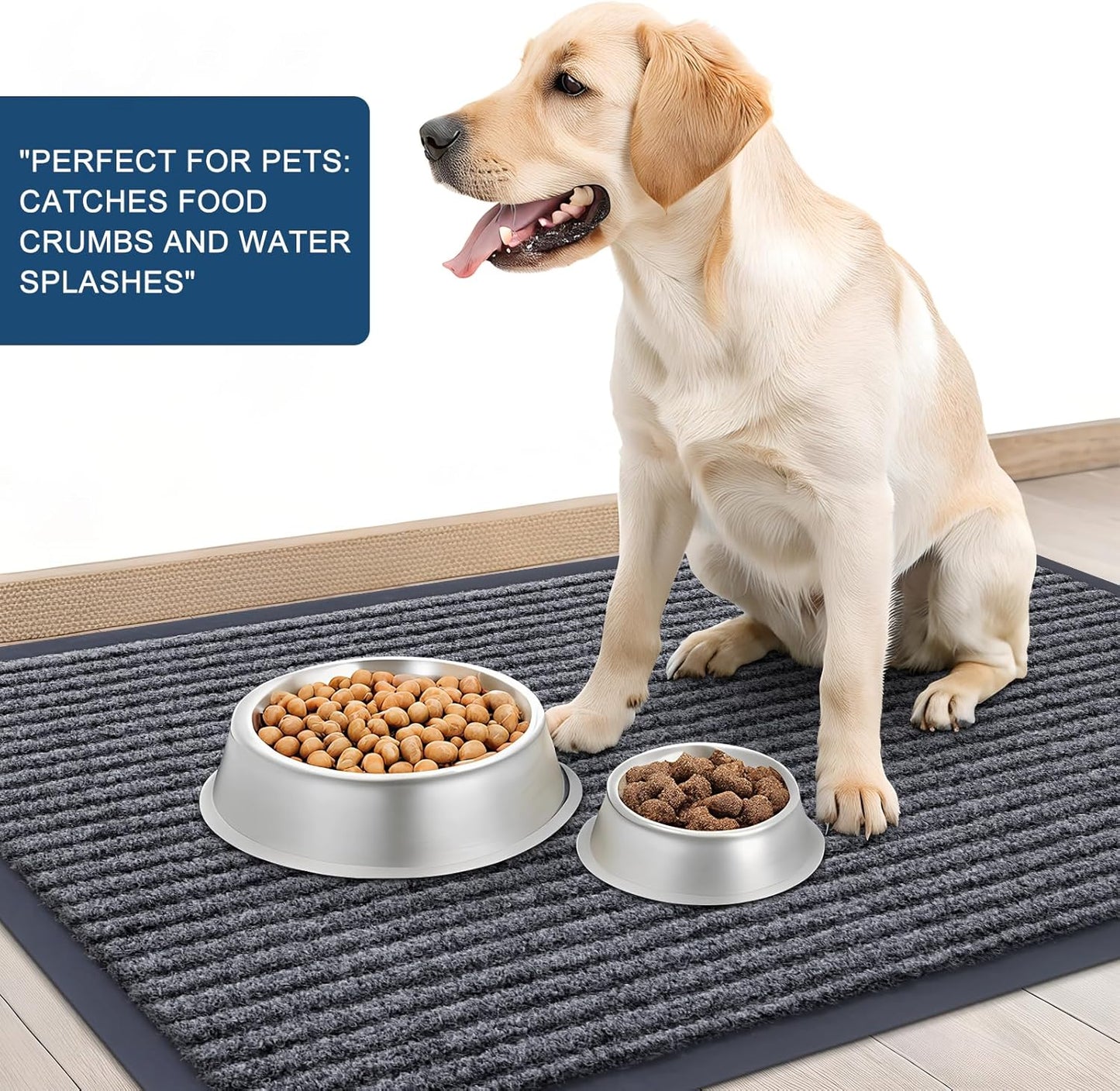 OLANLY Indoor Outdoor Front Door Mat - Waterproof Heavy Duty 2-Pack | 29.5 x 17 Inch, Easy Clean, Grey
