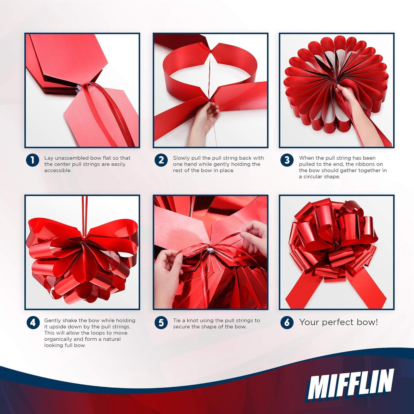 Mifflin-USA Big Car Bow - Metallic Red 18 Inch - Giant Gift Bow for Birthdays & Christmas Decor