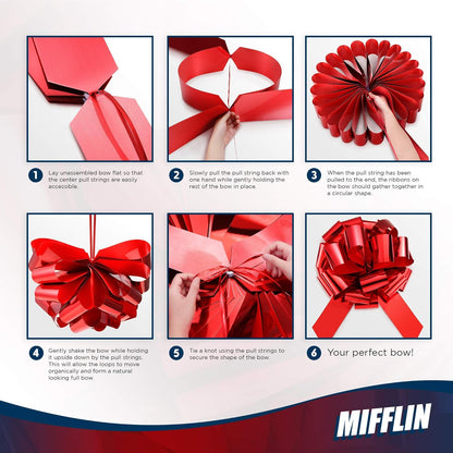 Mifflin-USA Big Car Bow - Metallic Red 18 Inch - Giant Gift Bow for Birthdays & Christmas Decor